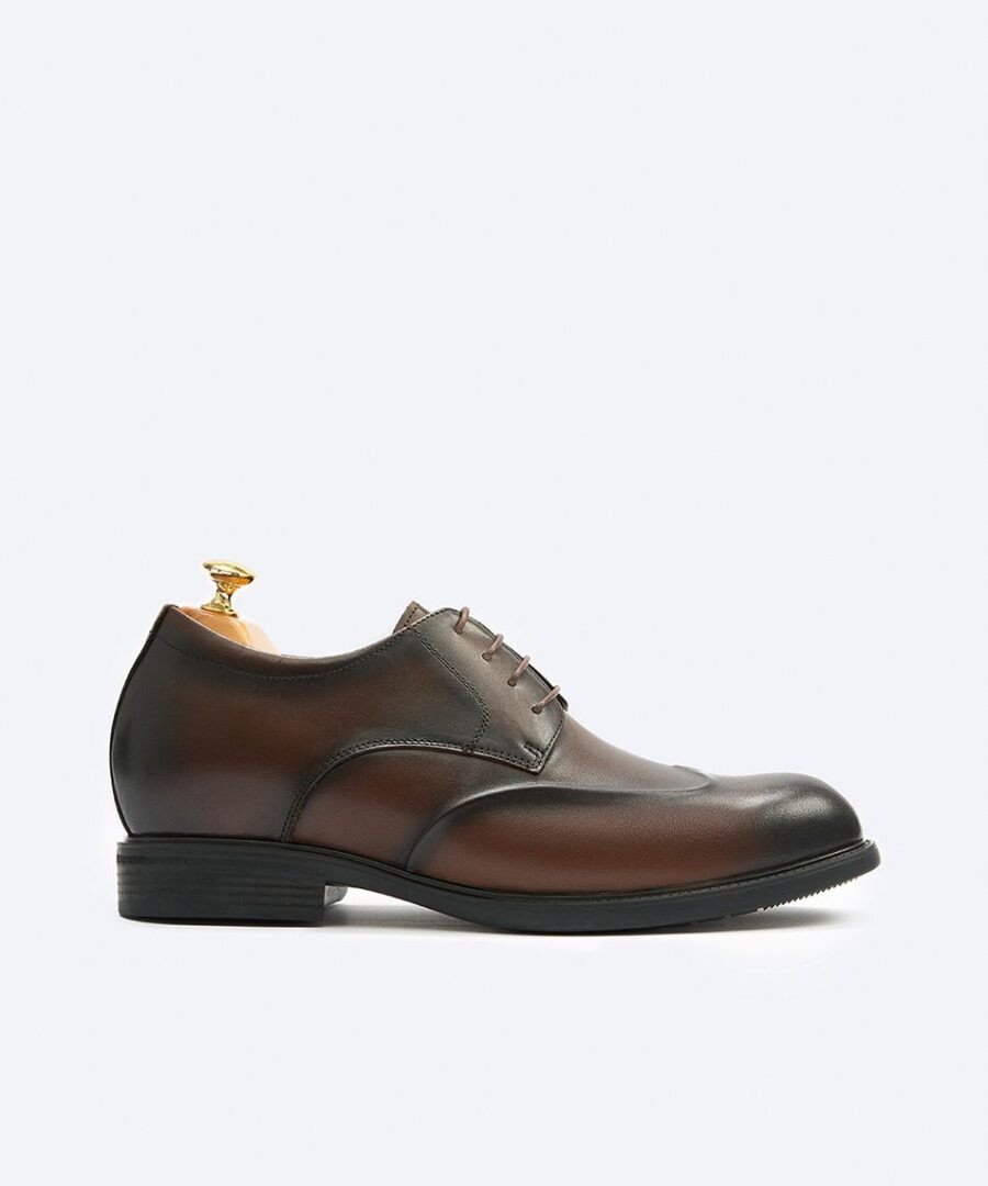 giày tây nam derby wingtip màu nâu với họa tiết đục lỗ tinh xảo