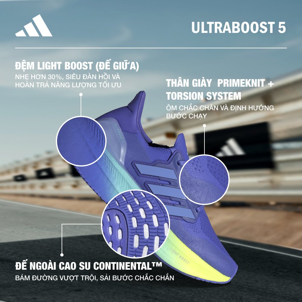 Giày thể thao chạy bộ nữ Adidas Ultraboost với đế Boost êm ái, phù hợp cho chạy bộ hàng ngày