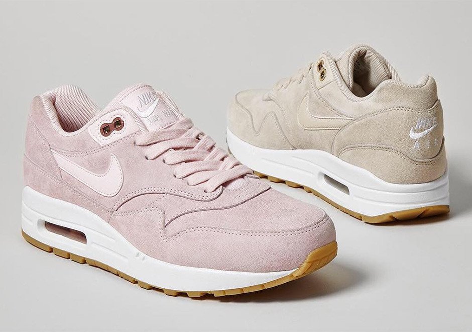 Giày thể thao da lộn Nike Air Max 1 màu hồng phấn