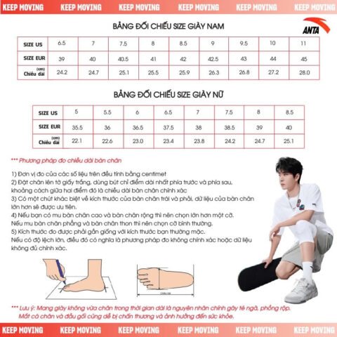 Giày thể thao nữ Anta chính hãng màu đen trắng nhìn nghiêng