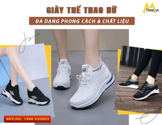 Giày thể thao nữ siêu nhẹ nhiều màu sắc và kiểu dáng