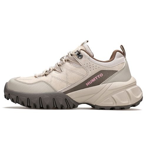 Giày trekking outdoor chống nước nữ Humtto 350354B với thiết kế cổ thấp, màu be