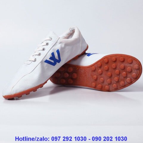 Giày vải đá bóng Thượng Đình BD05t màu trắng với đế đinh