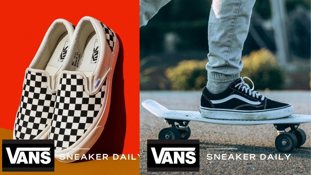 Giày Vans với thiết kế kẻ sọc đặc trưng và đế waffle grip