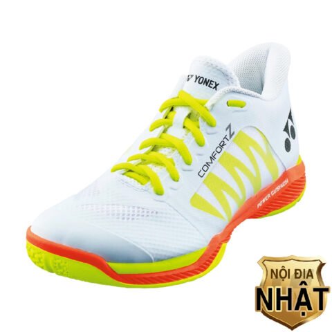 Giày Yonex Comfort Z3 Wide màu trắng phối xanh chuối, thiết kế ôm chân bè.