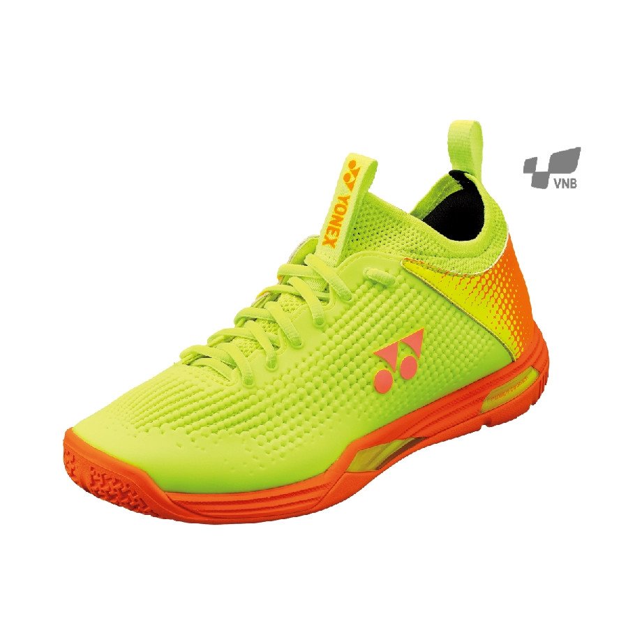 Giày Yonex SHB Eclipsion Z2 Wide xanh chuối cam, nổi bật với đế Radial Blade Sole cho chân bè.