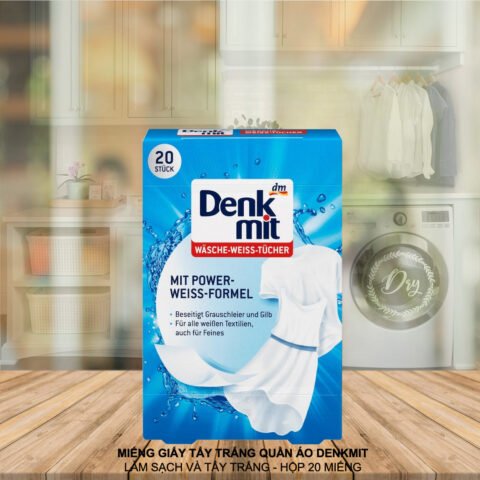 Hai miếng giấy tẩy trắng quần áo Denkmit tiện lợi cho việc giặt giũ