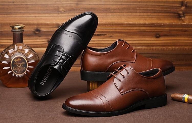 Hình ảnh các loại giày nam với kiểu dáng mũi khác nhau, giúp chọn giày không bị chật 1 size