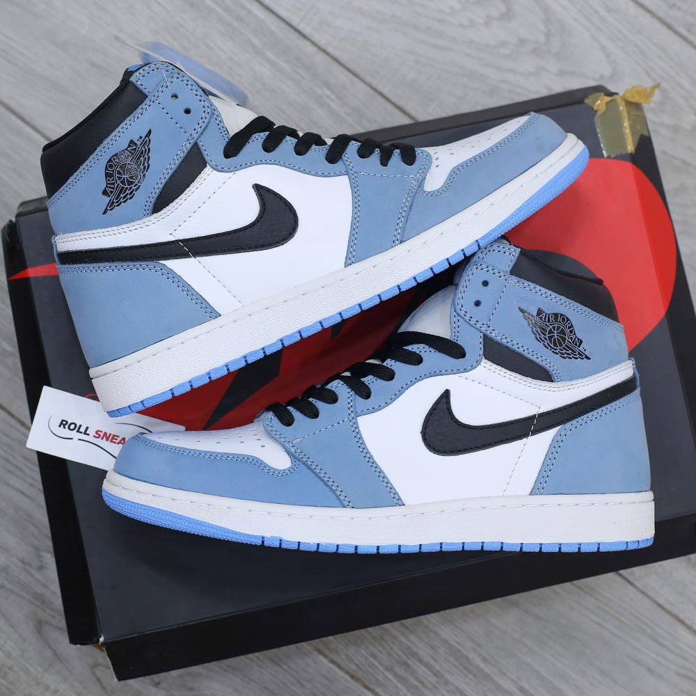 Hình ảnh cận cảnh giày Nike Air Jordan 1 Retro High University Blue Like Auth