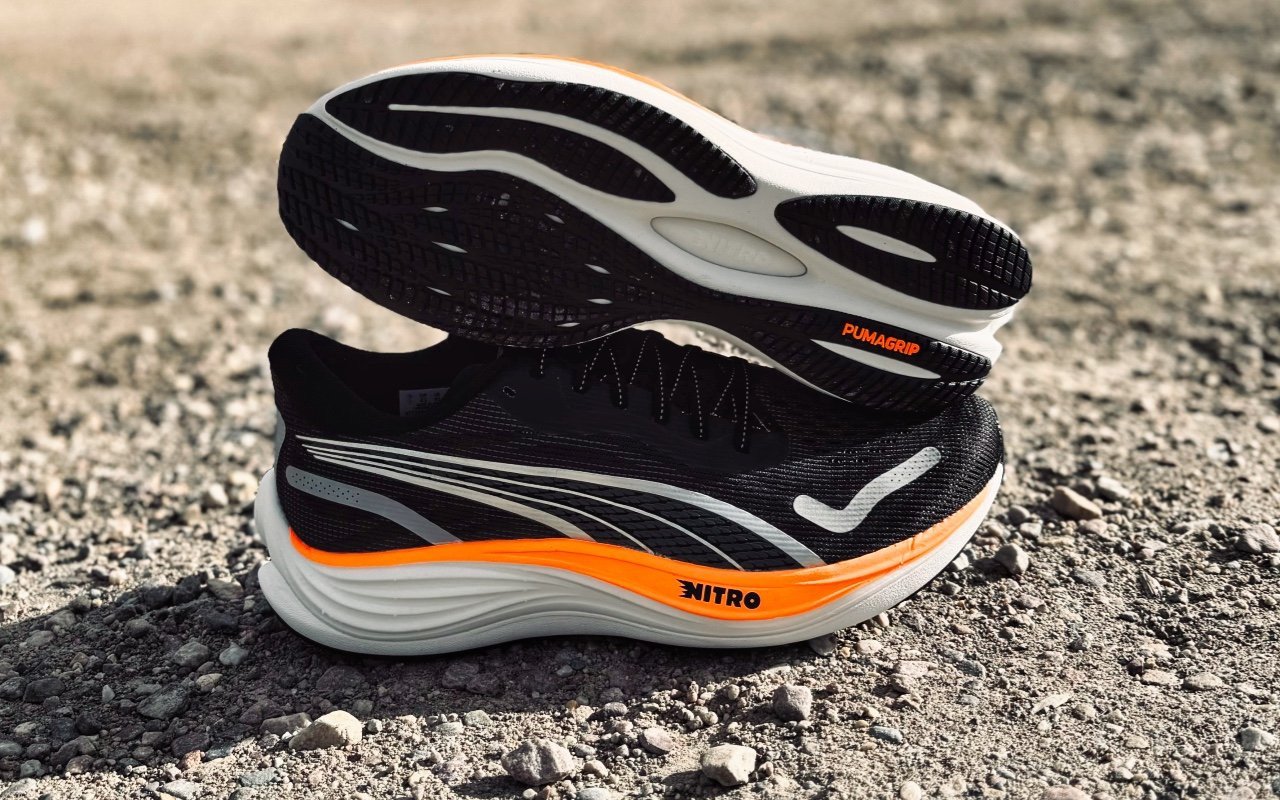 Hình ảnh đế ngoài PUMAGRIP chống trượt của Puma Velocity Nitro 3, thể hiện độ bám ấn tượng trên nhiều bề mặt.