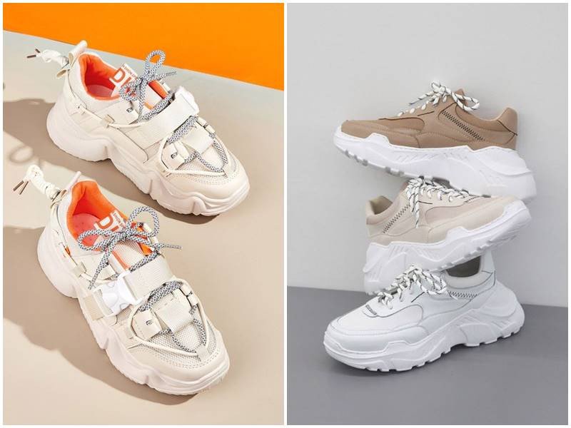 Hình ảnh đôi giày sneaker trắng tối giản kết hợp hài hòa với áo dài cách tân, tạo nên vẻ ngoài thanh lịch