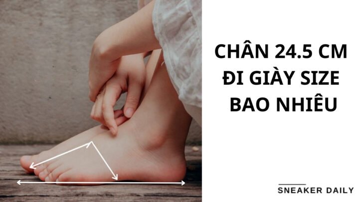Hình ảnh minh họa cách đo chiều dài bàn chân để chọn size giày chuẩn xác, giải đáp thắc mắc chân 24.5cm đi giày size bao nhiêu.