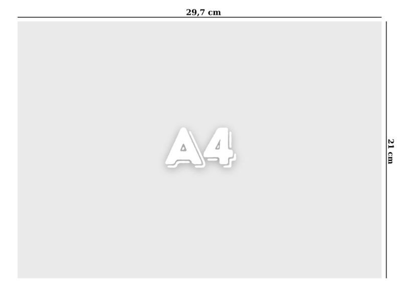 Hình ảnh mô tả kích thước chuẩn của giấy A4 theo đơn vị mm và inch