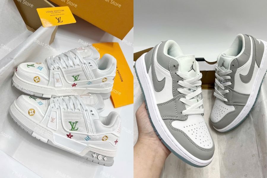 Hình ảnh nội thất cửa hàng Phát Store Đà Lạt, trưng bày nhiều mẫu giày sneaker nam.