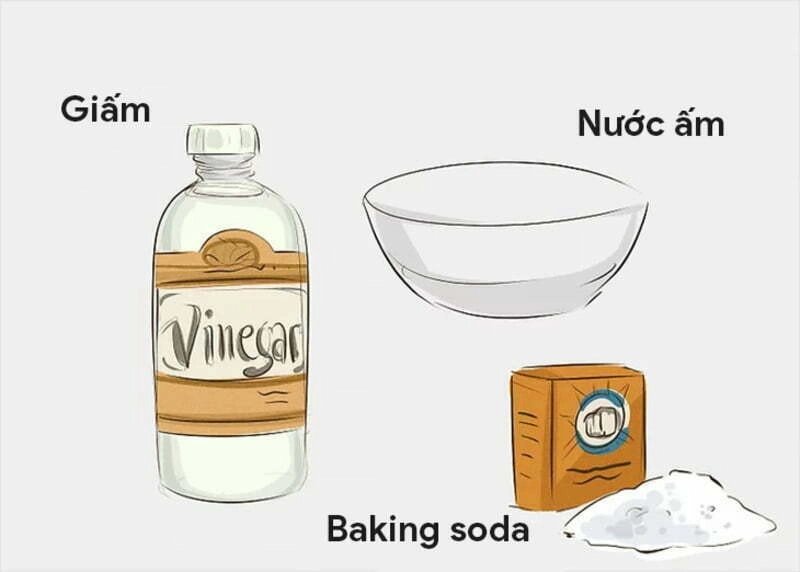 Hỗn hợp baking soda và giấm để vệ sinh giày thể thao