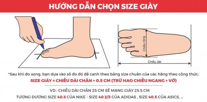 Hướng dẫn đo chiều dài bàn chân để chọn giày sneaker chính hãng tphcm