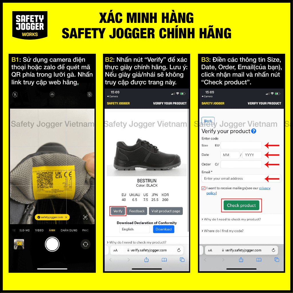 Hướng dẫn xác minh giày bảo hộ Jogger chính hãng qua mã QR