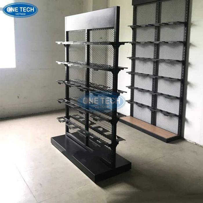 Kệ siêu thị nhiều tầng trưng bày giày dép