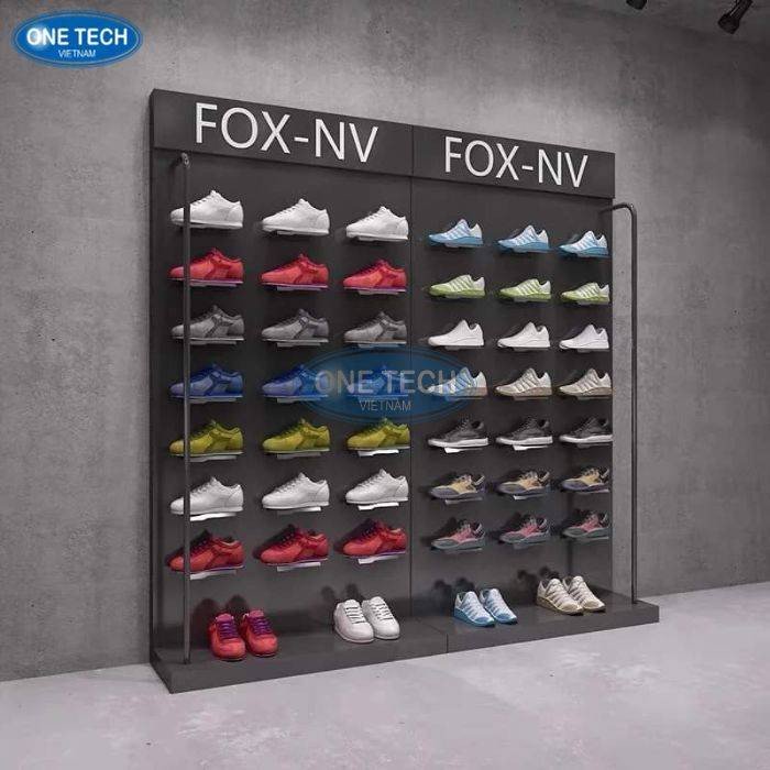 Kệ trưng bày giày dép với ánh sáng