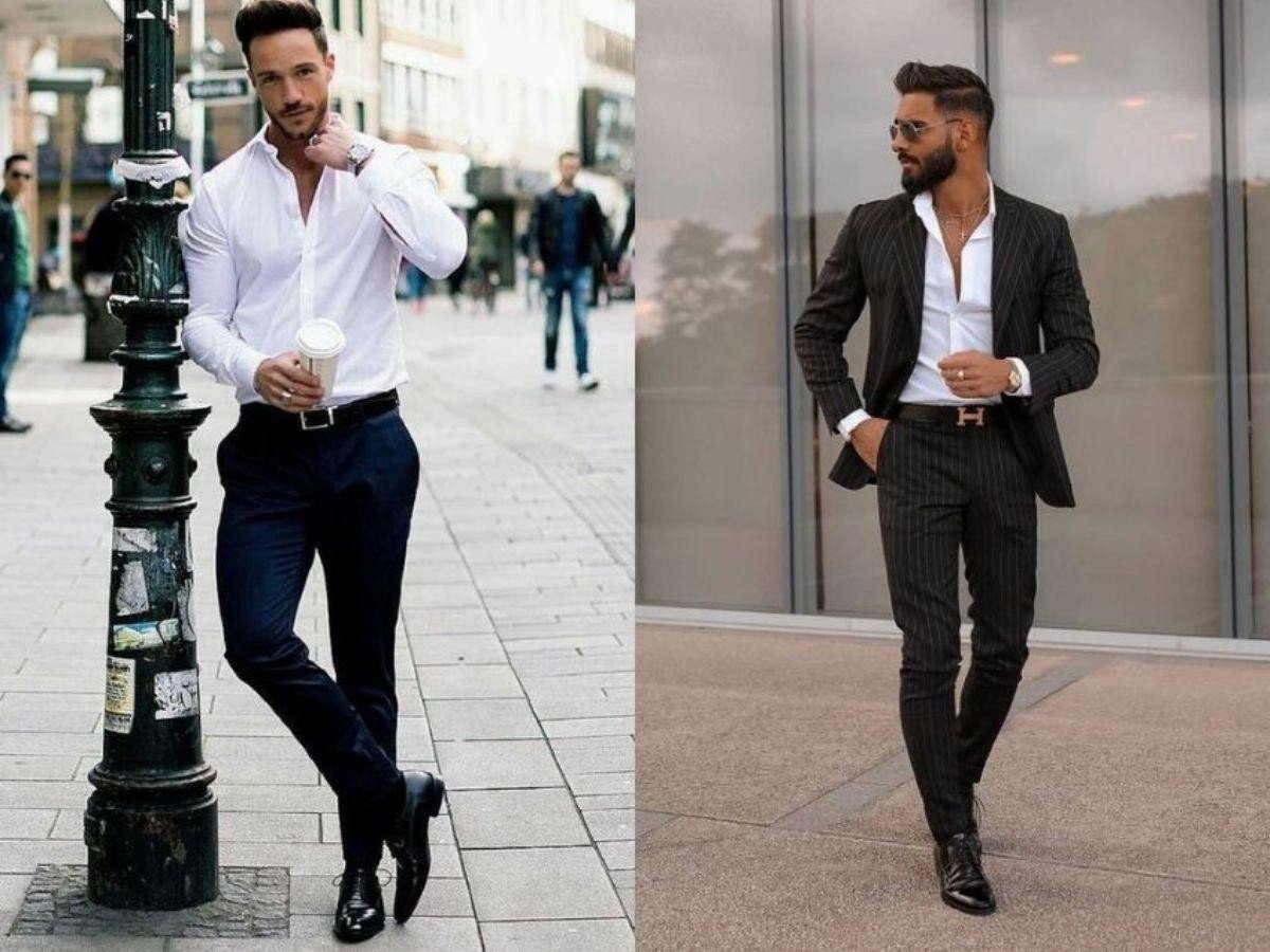 Kết hợp giày tây nam với quần tây, áo sơ mi tạo vẻ ngoài công sở chuyên nghiệp