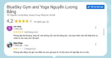 Khách hàng đánh giá cao về chất lượng dịch vụ tại Bluesky Gym