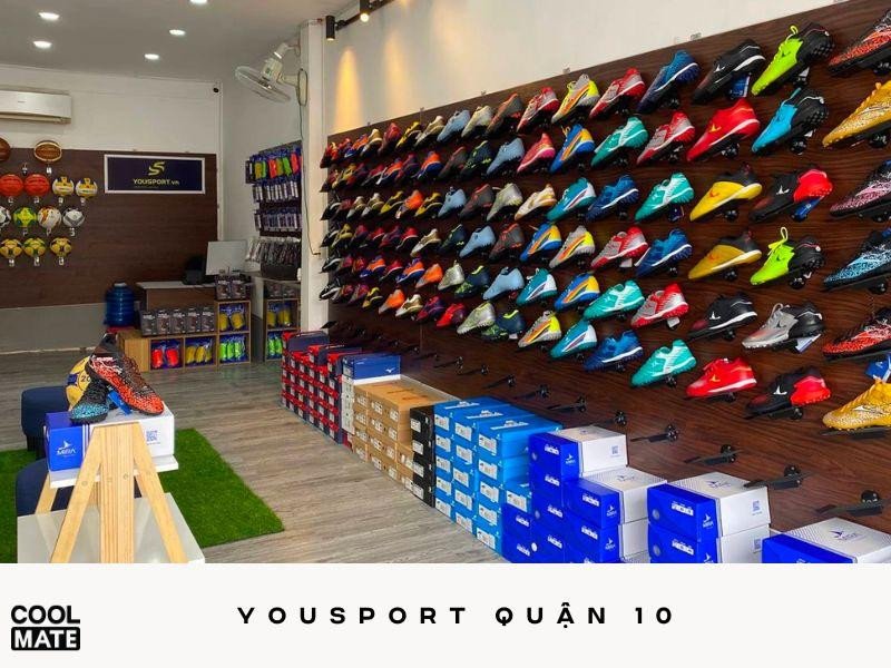 Không gian cửa hàng YouSport Quận 10 với nhiều mẫu giày bóng rổ HCM