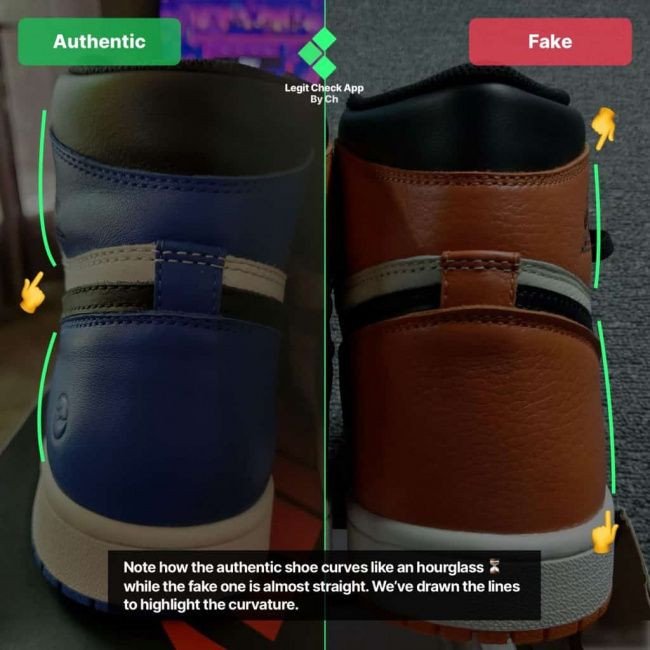 Kiểm tra dáng đồng hồ cát trên giày Air Jordan thật và giả