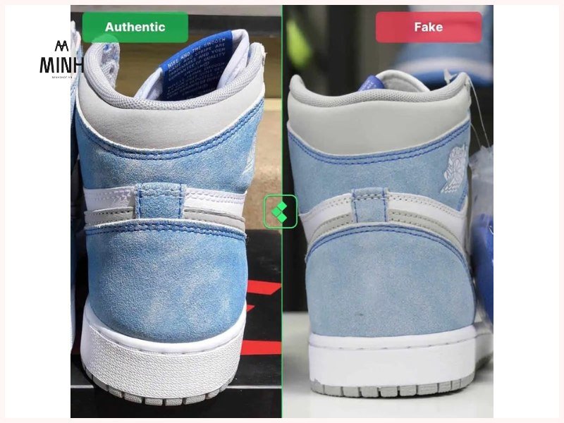 Kiểm tra form dáng đồng hồ cát đặc trưng của giày Jordan 1 chính hãng