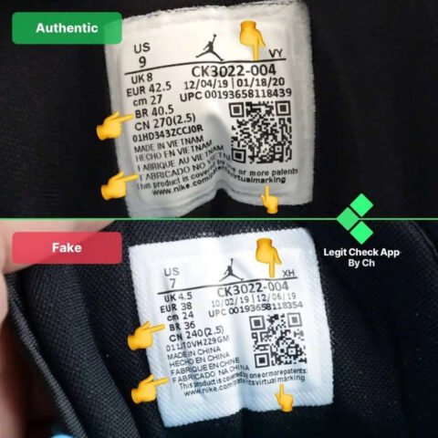 Kiểm tra thẻ size tag giày Jordan 1 Low Panda