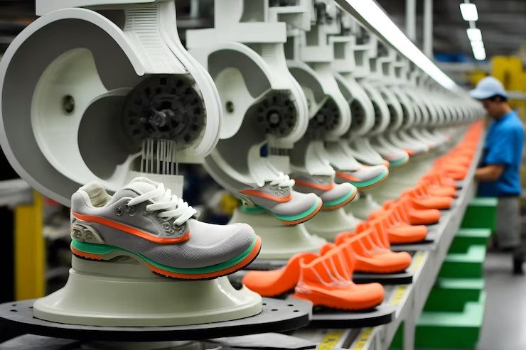 Lắp ráp phần mũ giày đã hoàn thiện vào đế giày, kết nối các nguyên vật liệu sản xuất giày thể thao