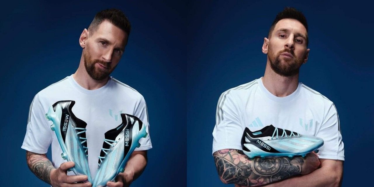 Lionel Messi trên chân giày đá bóng X Crazyfast Infinito bạc lấp lánh