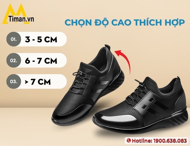 Lựa chọn độ cao đế giày thể thao nam đế cao phù hợp