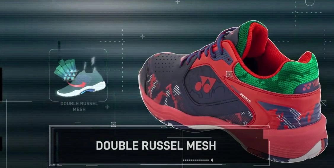 Lưới Double Russel Mesh trên thân giày Yonex Arma Force tăng cường thoáng khí