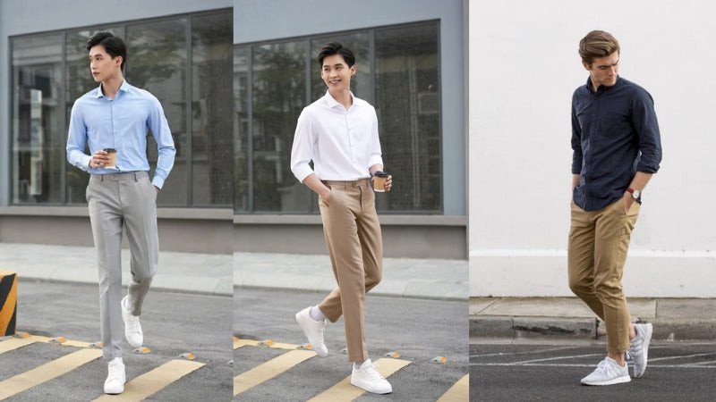 Mang giày sneaker với quần tây cần chọn tất ẩn hoặc tất lộ phù hợp