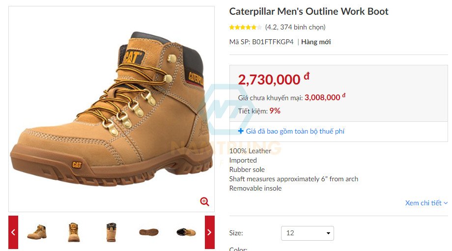 Mẫu giày bảo hộ Caterpillar cao cấp với thiết kế mạnh mẽ