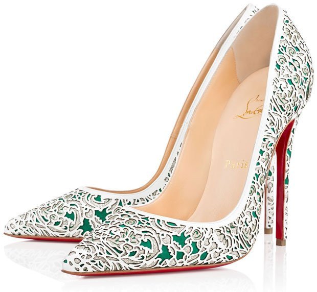 Mẫu giày cao gót Louboutin So Pretty với họa tiết hoa cắt laser