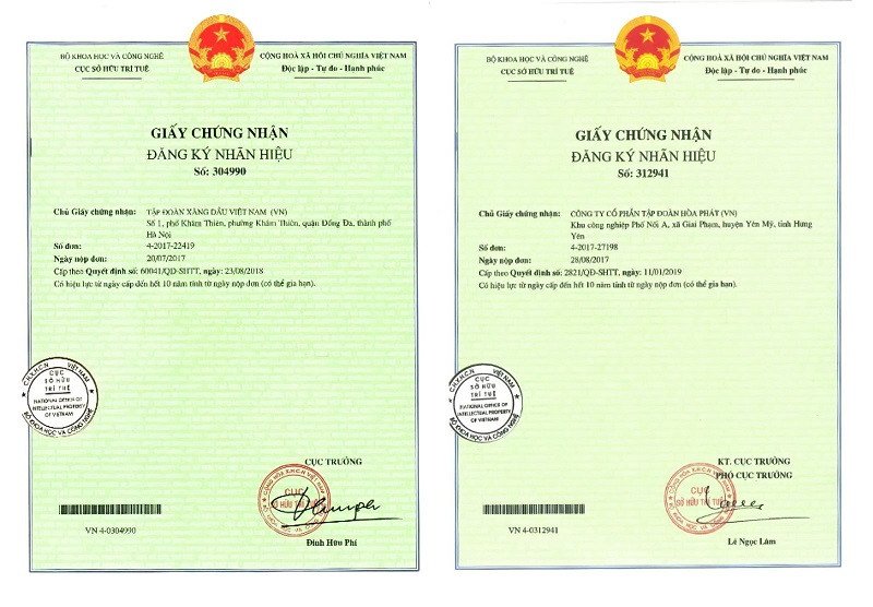 Mẫu Giấy chứng nhận bảo hộ nhãn hiệu mới nhất