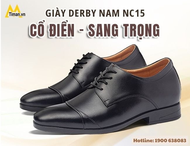 Mẫu giày Derby nam da bò cao cấp, một trong những mẫu giày nam đẹp nhất hiện nay cho phong cách công sở