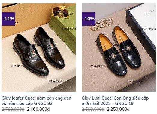 Mẫu giày lười nam Gucci với họa tiết độc đáo
