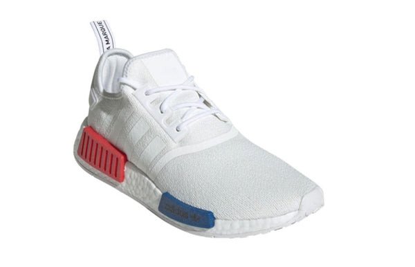 Mẫu giày thể thao Adidas NMD màu đen với các chi tiết màu xanh đỏ nổi bật, mang phong cách Originals