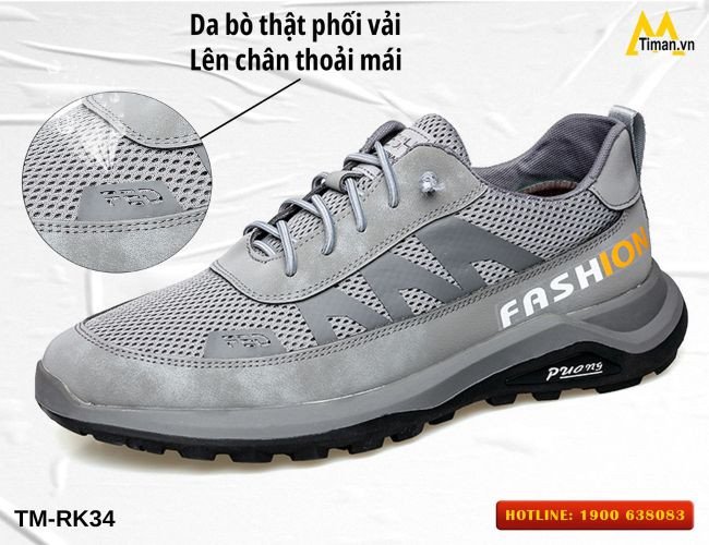 Mẫu giày thể thao nam TM-RK34 từ da bò thật, phong cách đi chơi