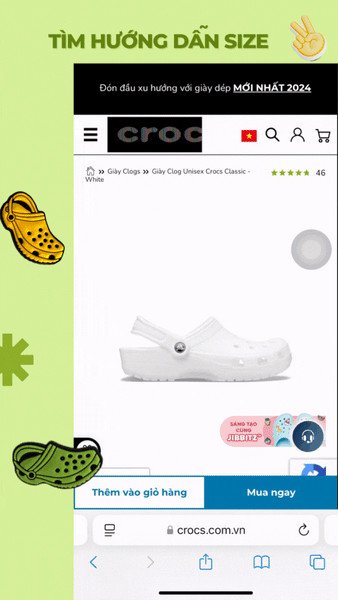 Minh họa cách tham khảo mô tả chi tiết sản phẩm Crocs để chọn bảng size giày dép nữ phù hợp