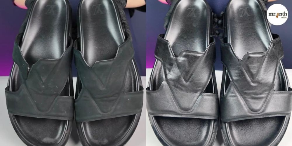 Một cửa hàng sửa giày dép Quận 7 chuyên nghiệp với các sản phẩm được trưng bày ngăn nắp