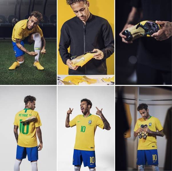 Neymar thi đấu với đôi giày bóng đá Nike Mercurial Vapor 12 Meu Jogo màu vàng tại World Cup 2018