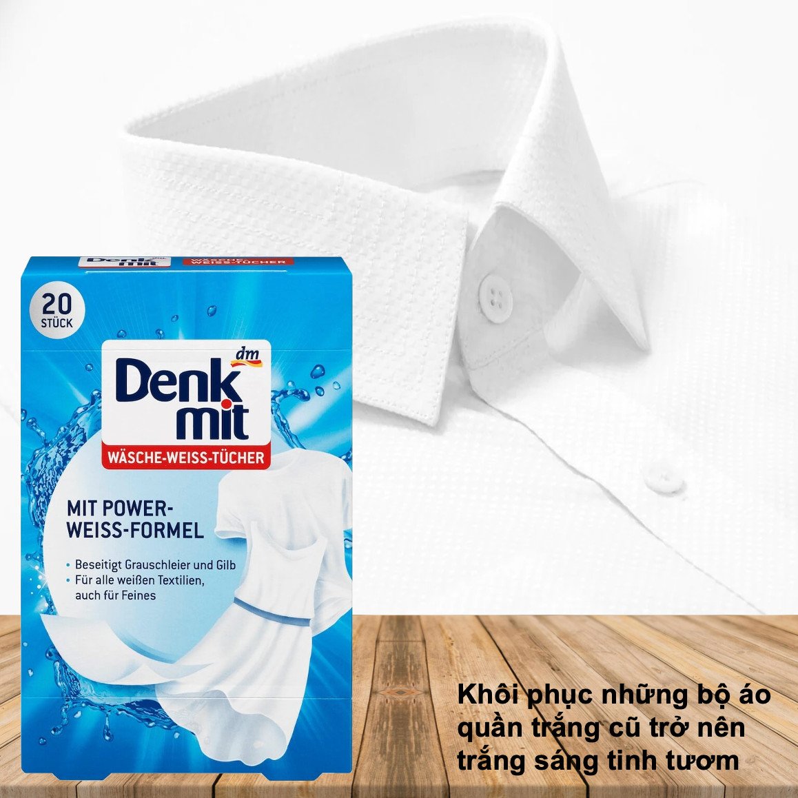 Người dùng cho giấy tẩy trắng quần áo Denkmit vào lồng máy giặt