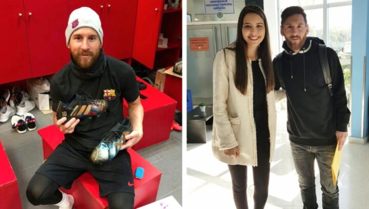 Nữ họa sĩ Lili Cantero cùng đôi giày đá bóng vẽ tay cá nhân hóa cho Messi