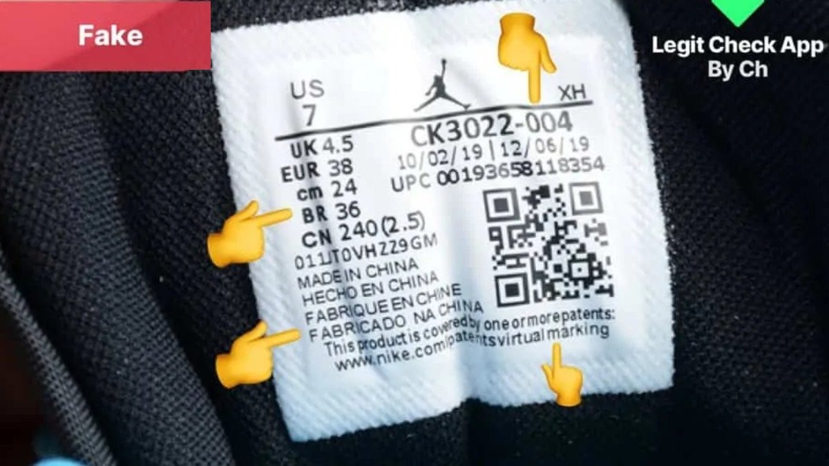 Phân biệt Jordan 1 Low thật giả qua tem size