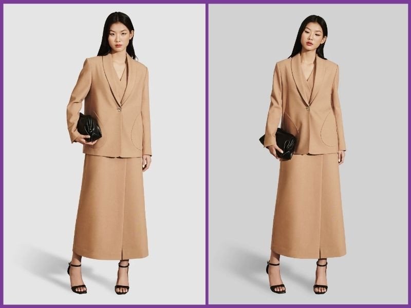 phối áo blazer với chân váy chữ a dáng dài