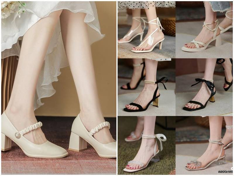 Phối áo dài với giày sandal cao gót thanh lịch