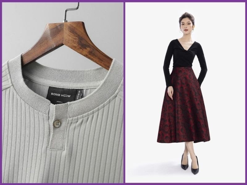 phối áo henley với chân váy chữ a dáng dài